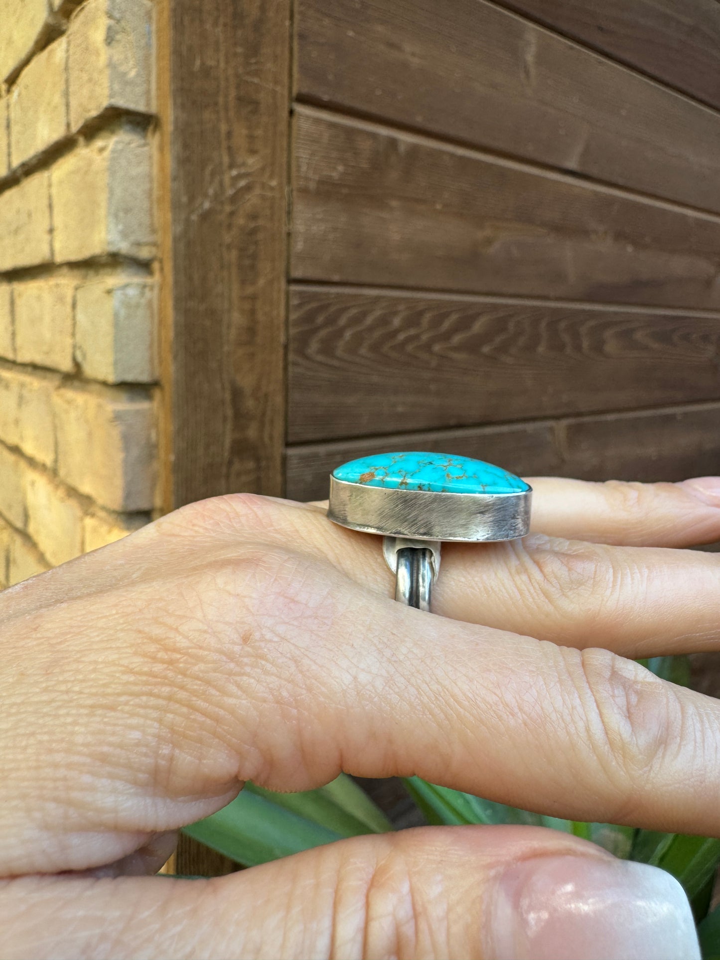 Large turquoise oval ring, size 9