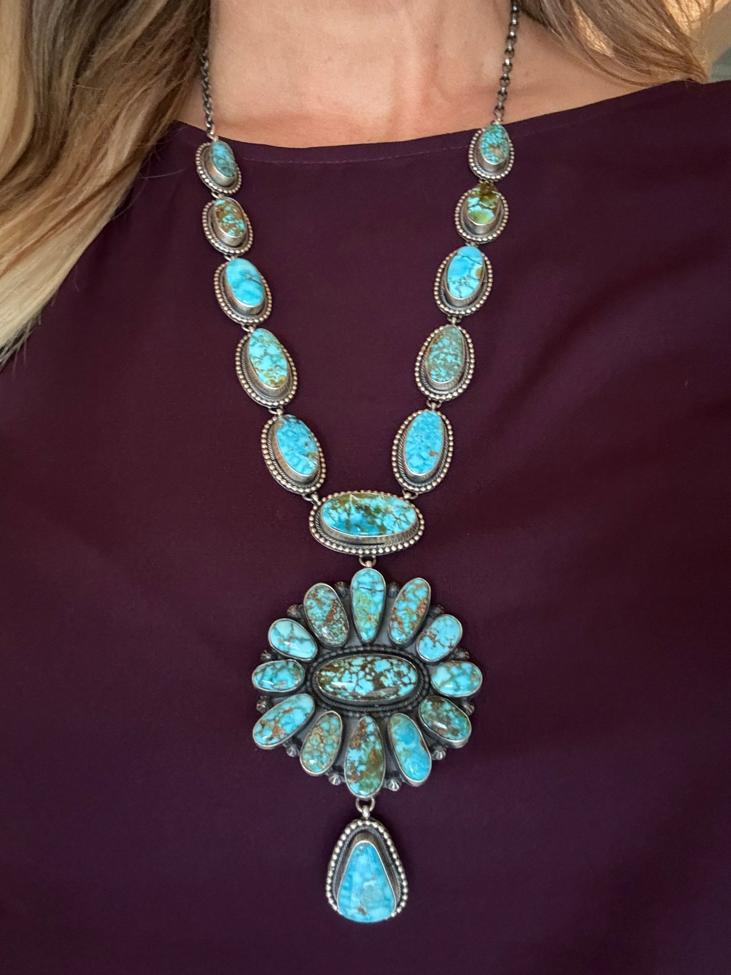 Kingman Turquoise necklace and earrings set