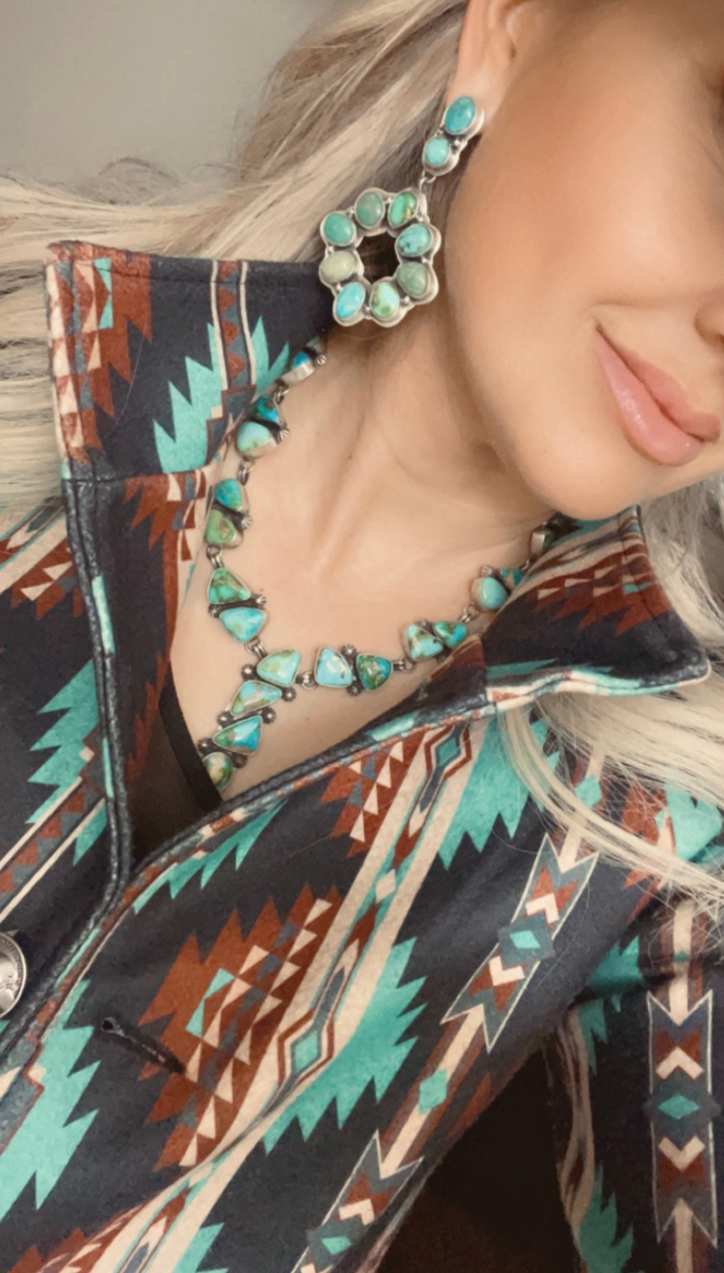 Unique and pretty Lorenzo Juan Navajo handmade Sonoran Gold necklace and earrings set