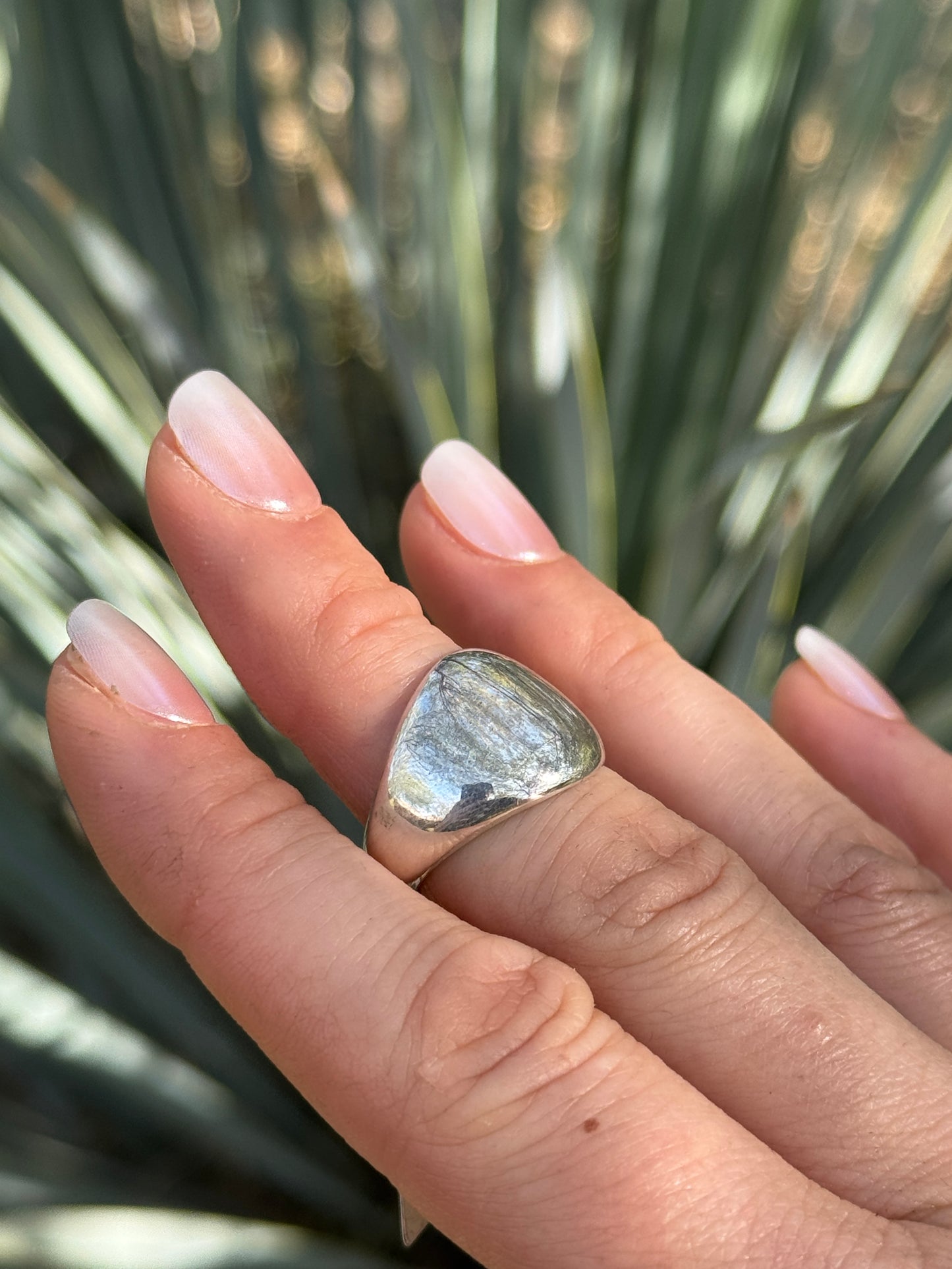 Sterling silver wide ring by Raymond Coriz, size 6.5