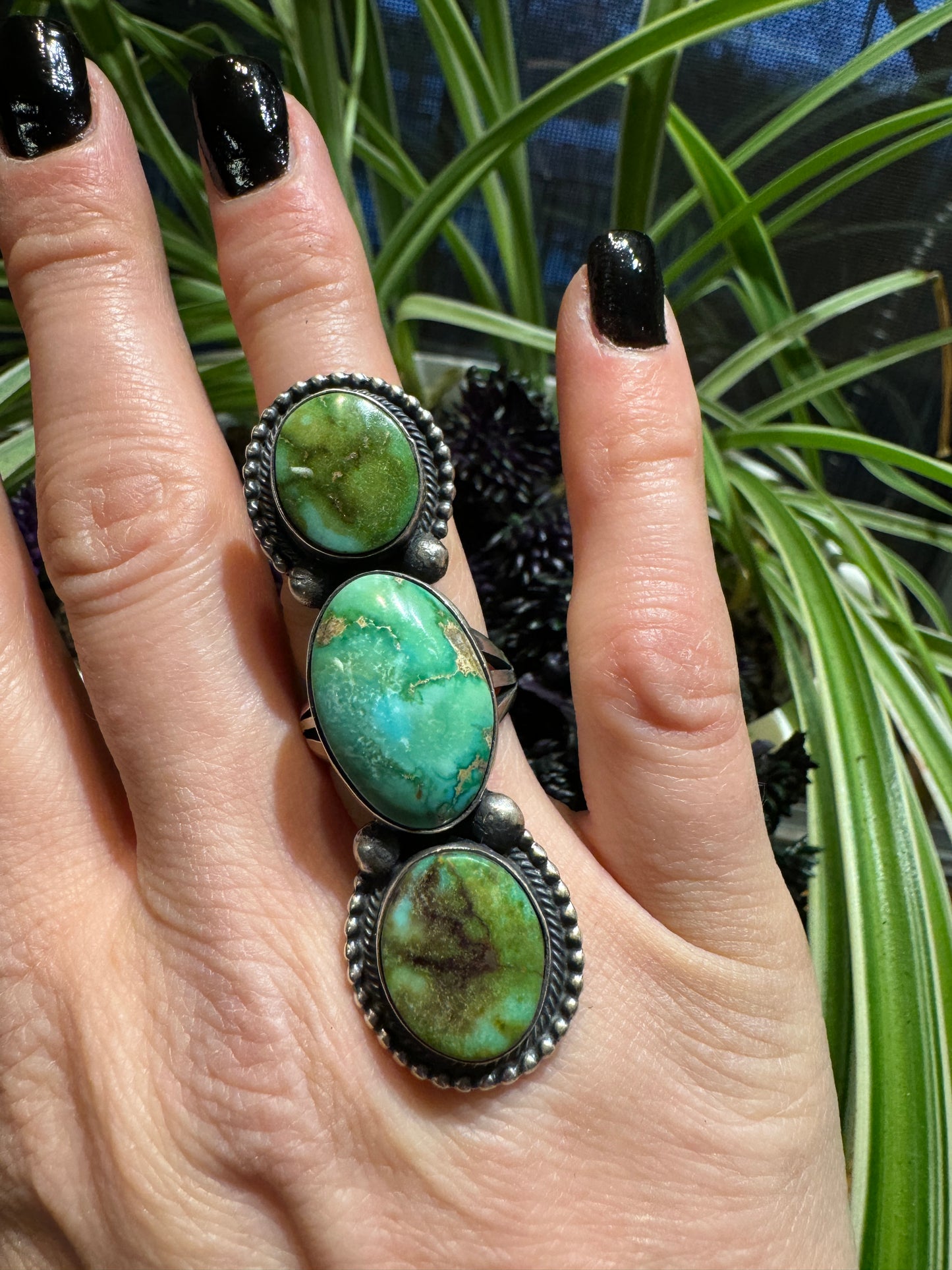 3 stone turquoise ring, size 7
