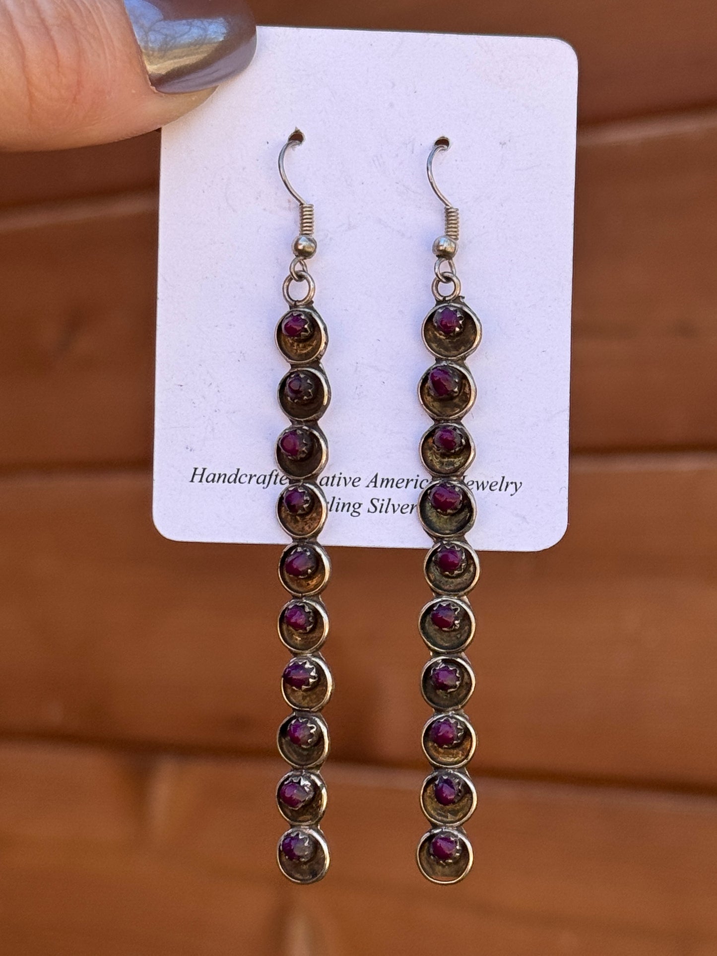 Purple Spiny snake eye dangle earrings