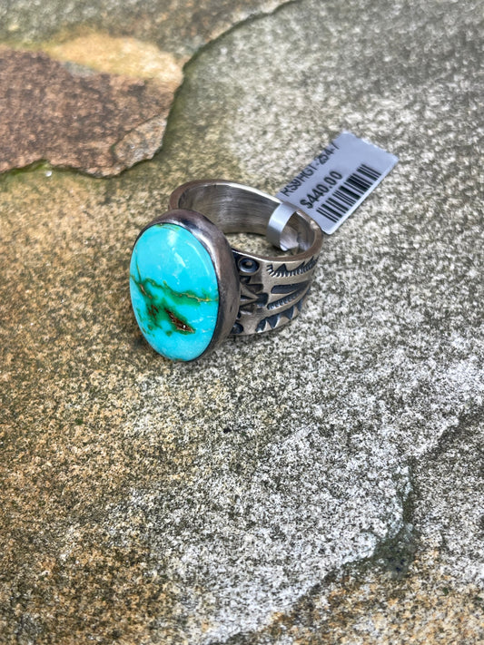 High grade Kingman turquoise ring, size 7