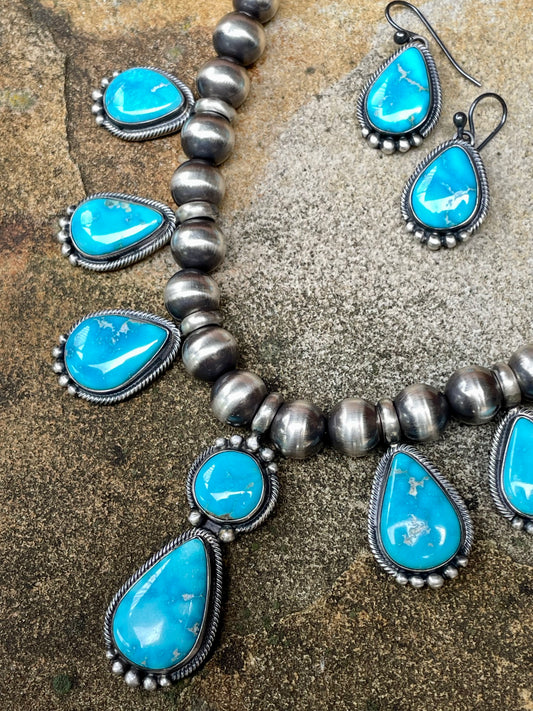 Contemporary Blue Ridge Turquoise necklace and earrings set