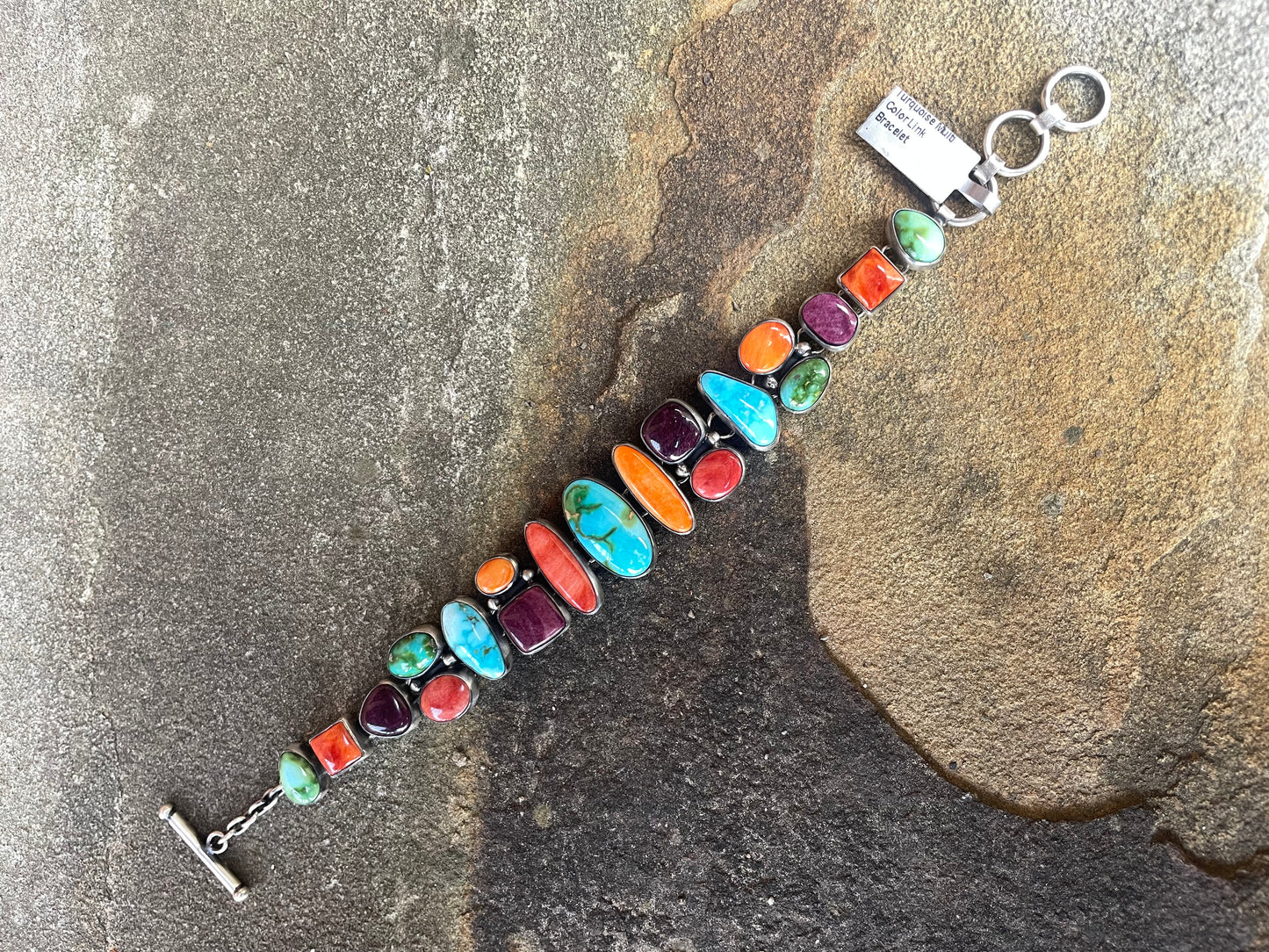Turquoise multi color link bracelet