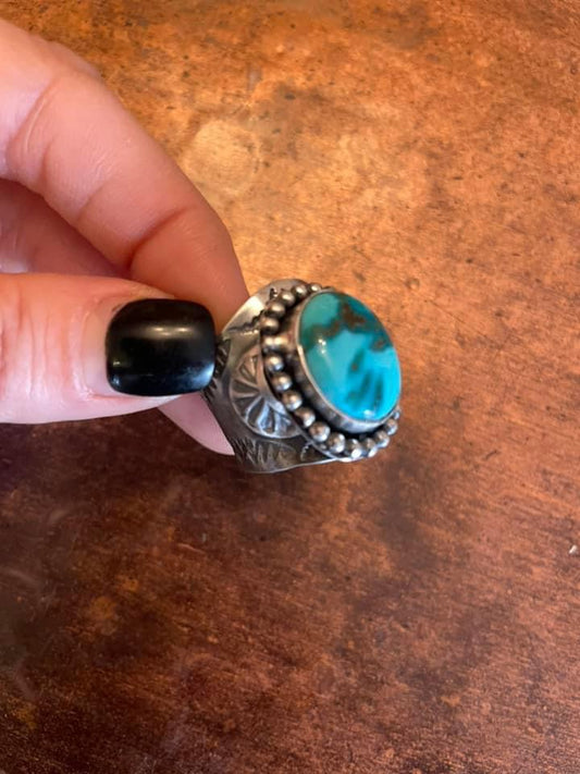 High quality, heavy made turquoise ring, Size 9