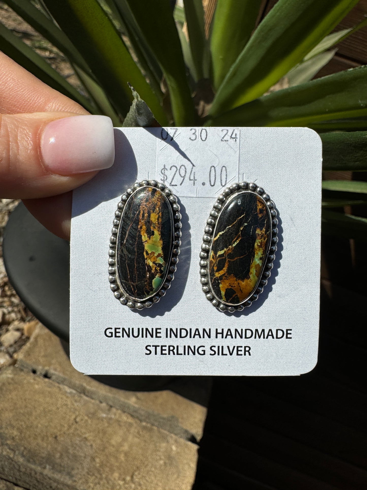 Black Jack oval earrings