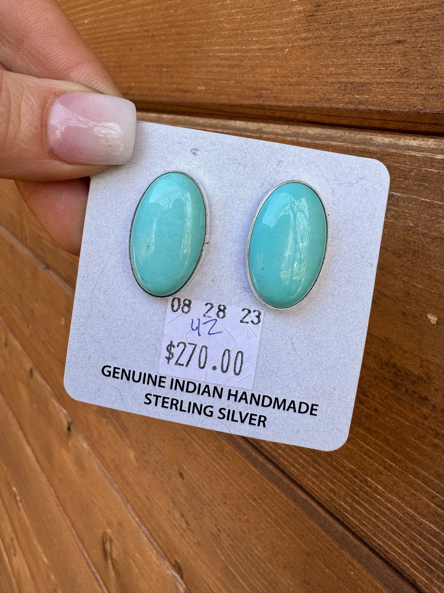 1” oval turquoise earrings