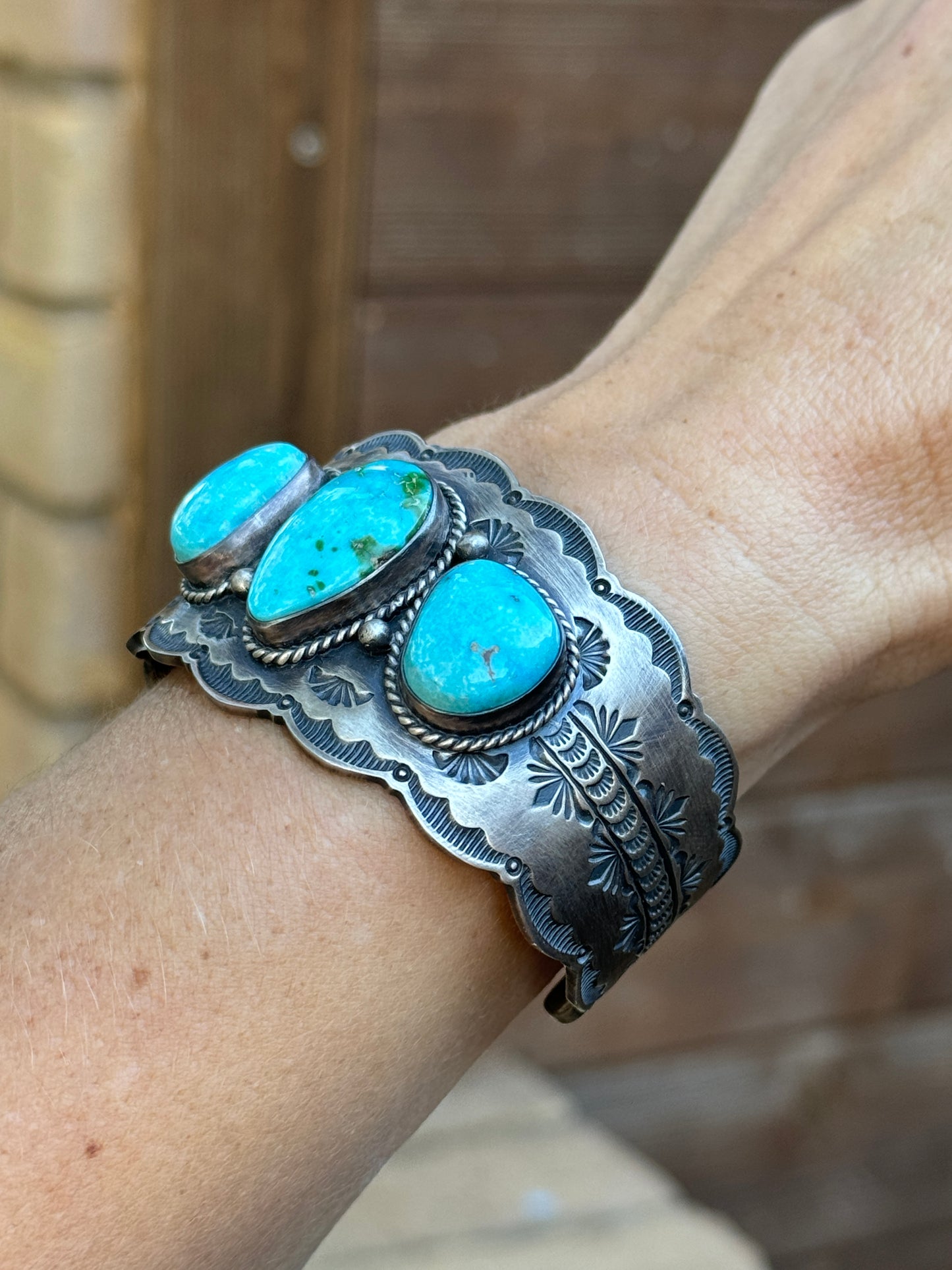 High quality Sonoran Gold stamped cuff