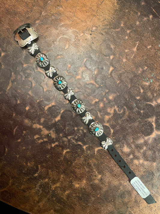 Kingman turquoise concho bracelet