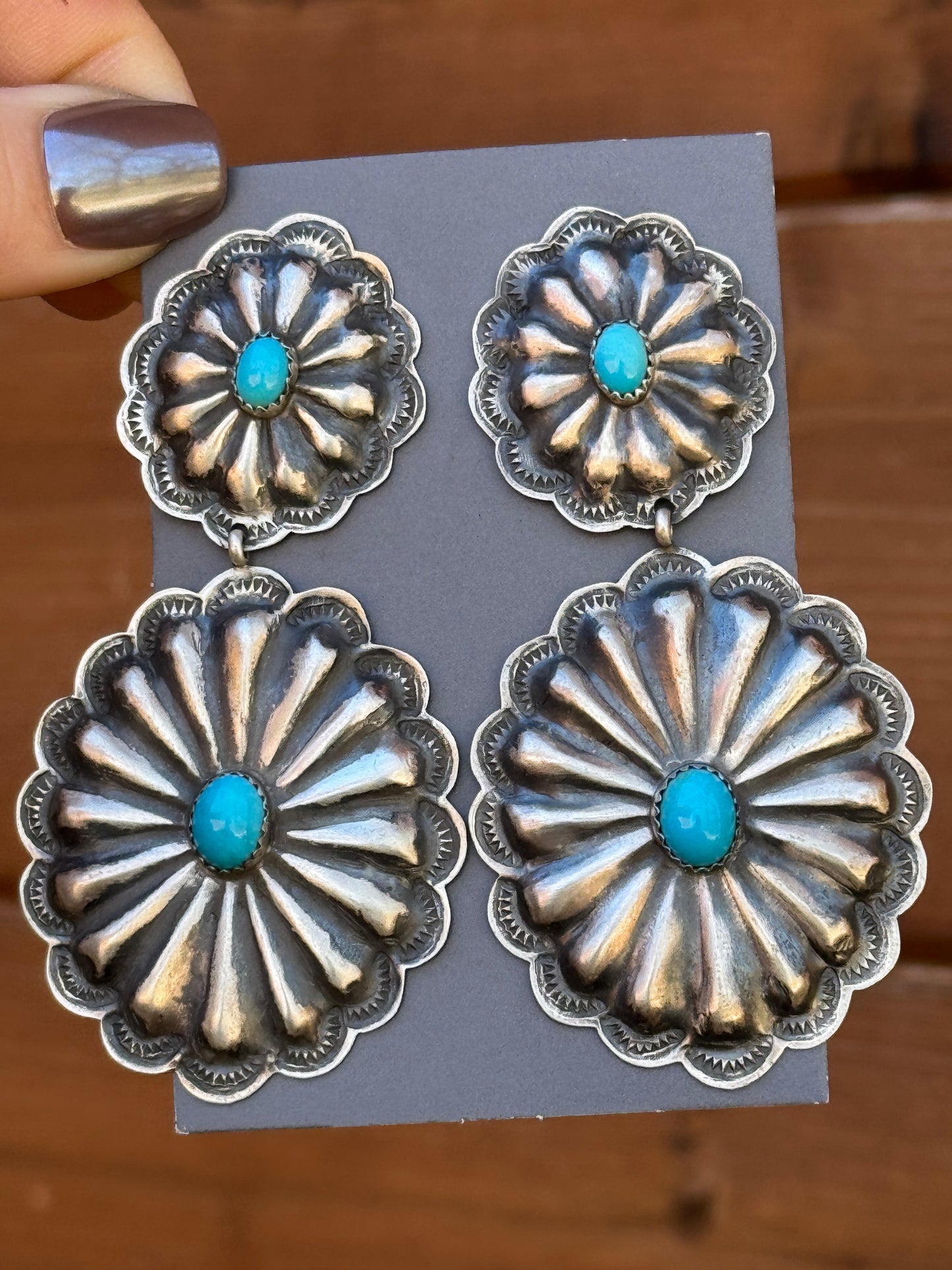 Turquoise Sterling Silver concho earrings