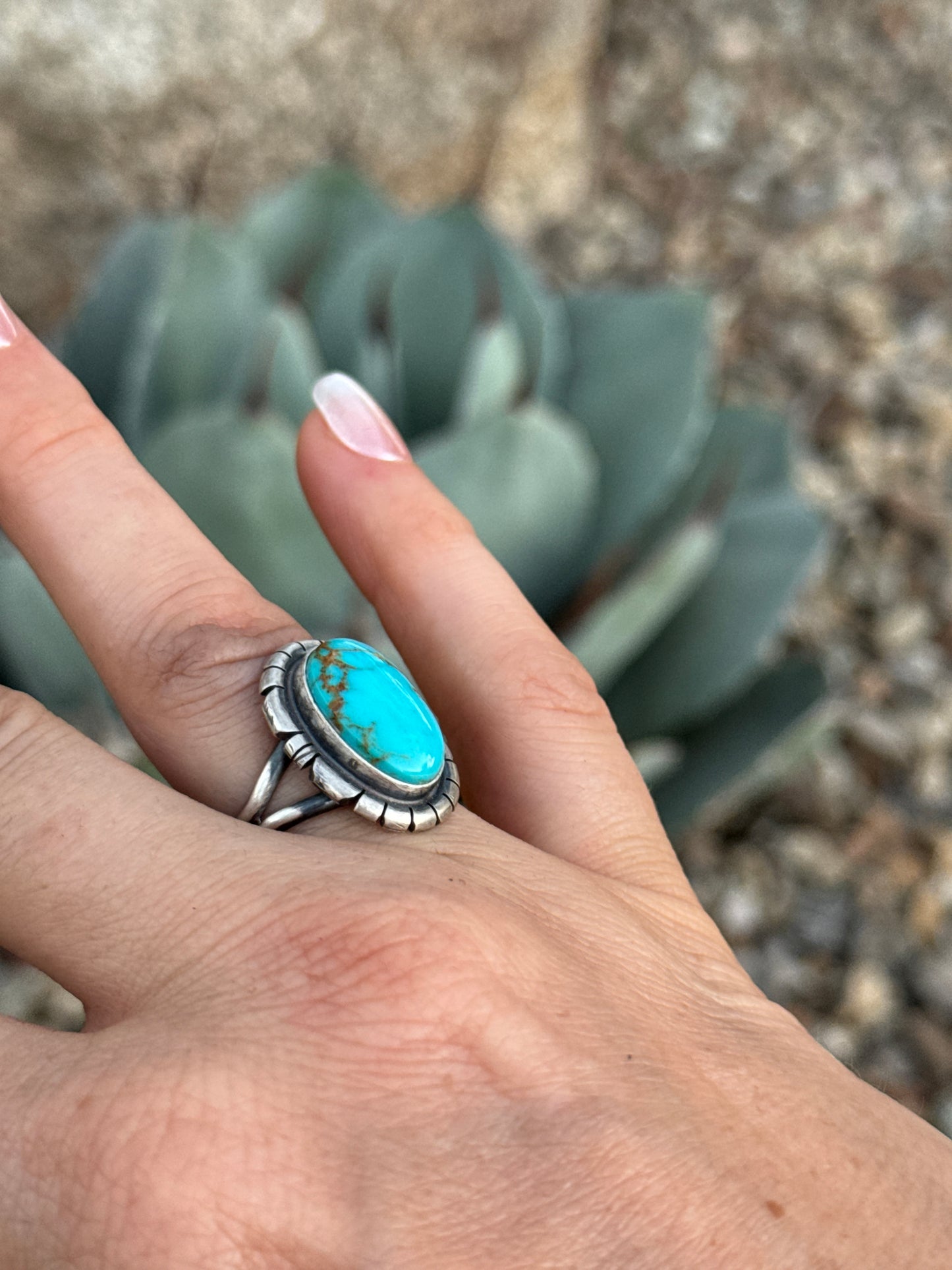 Sonoran turquoise Sterling Silver ring, size 7.5