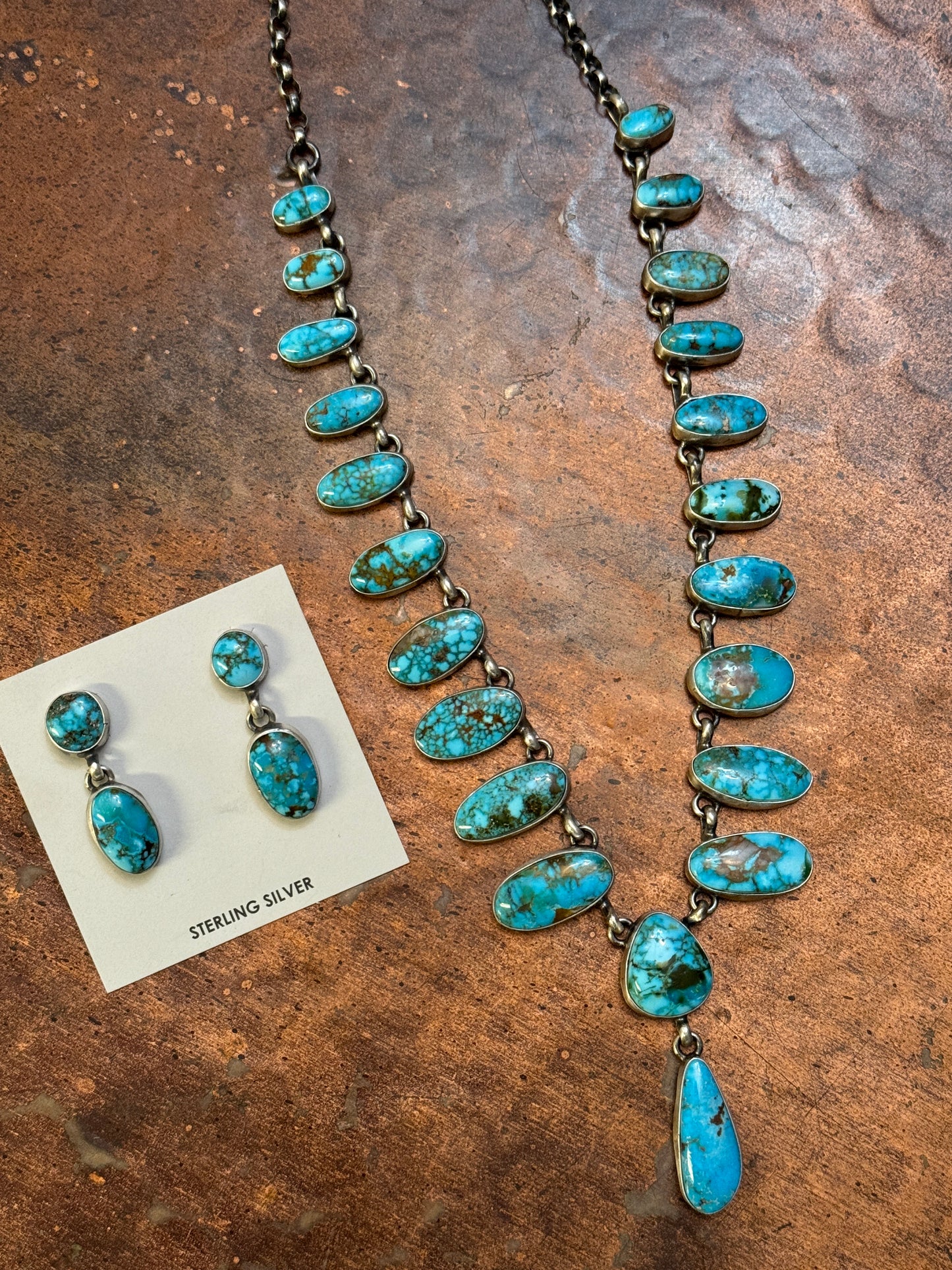 Stunning Kingman Turquoise necklace and earrings set