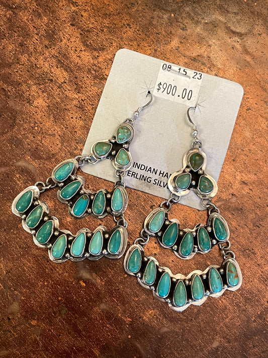 Fabulous turquoise and sterling silver earrings