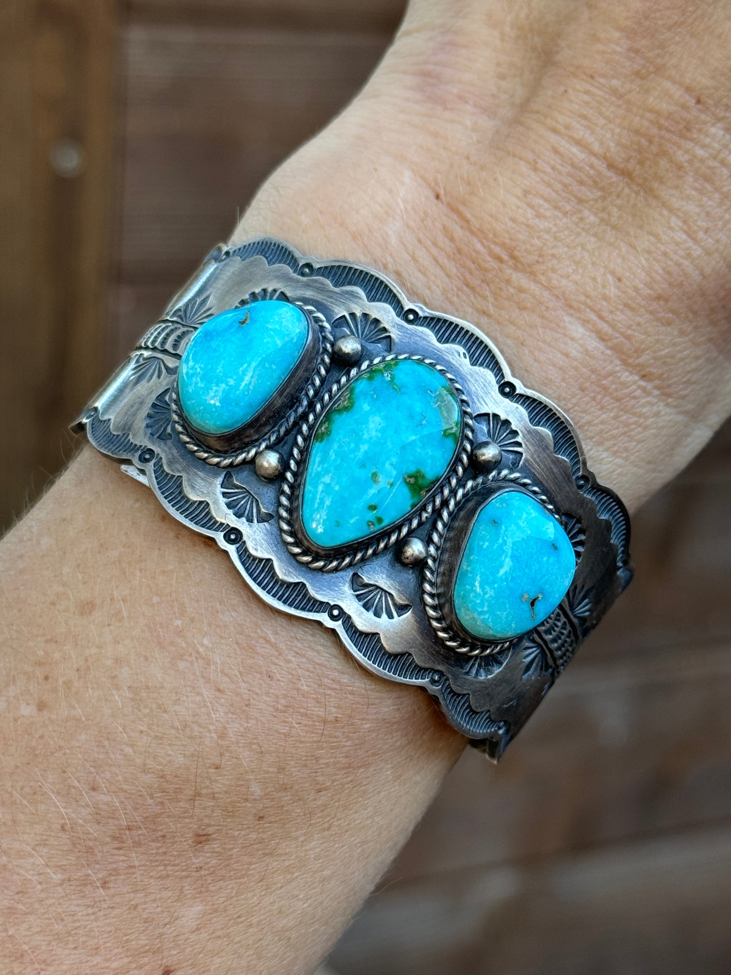 High quality Sonoran Gold stamped cuff