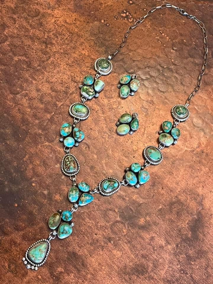 Lorenzo Juan Navajo Handmade Sonoran Gold necklace and earrings set
