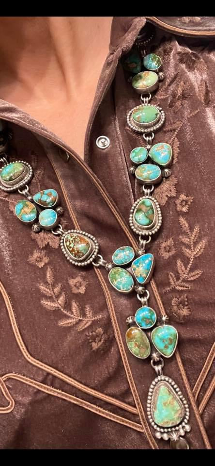 Lorenzo Juan Navajo Handmade Sonoran Gold necklace and earrings set