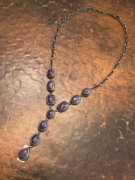 Pretty purple Charoite lariat necklace