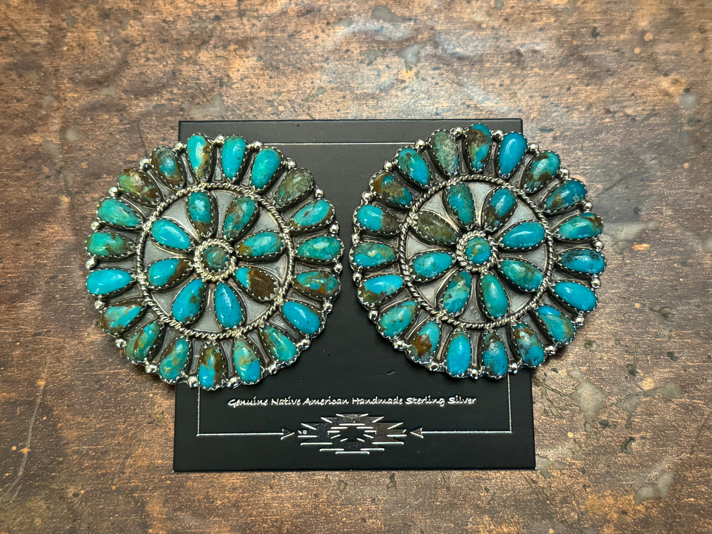 Rich turquoise cluster earrings