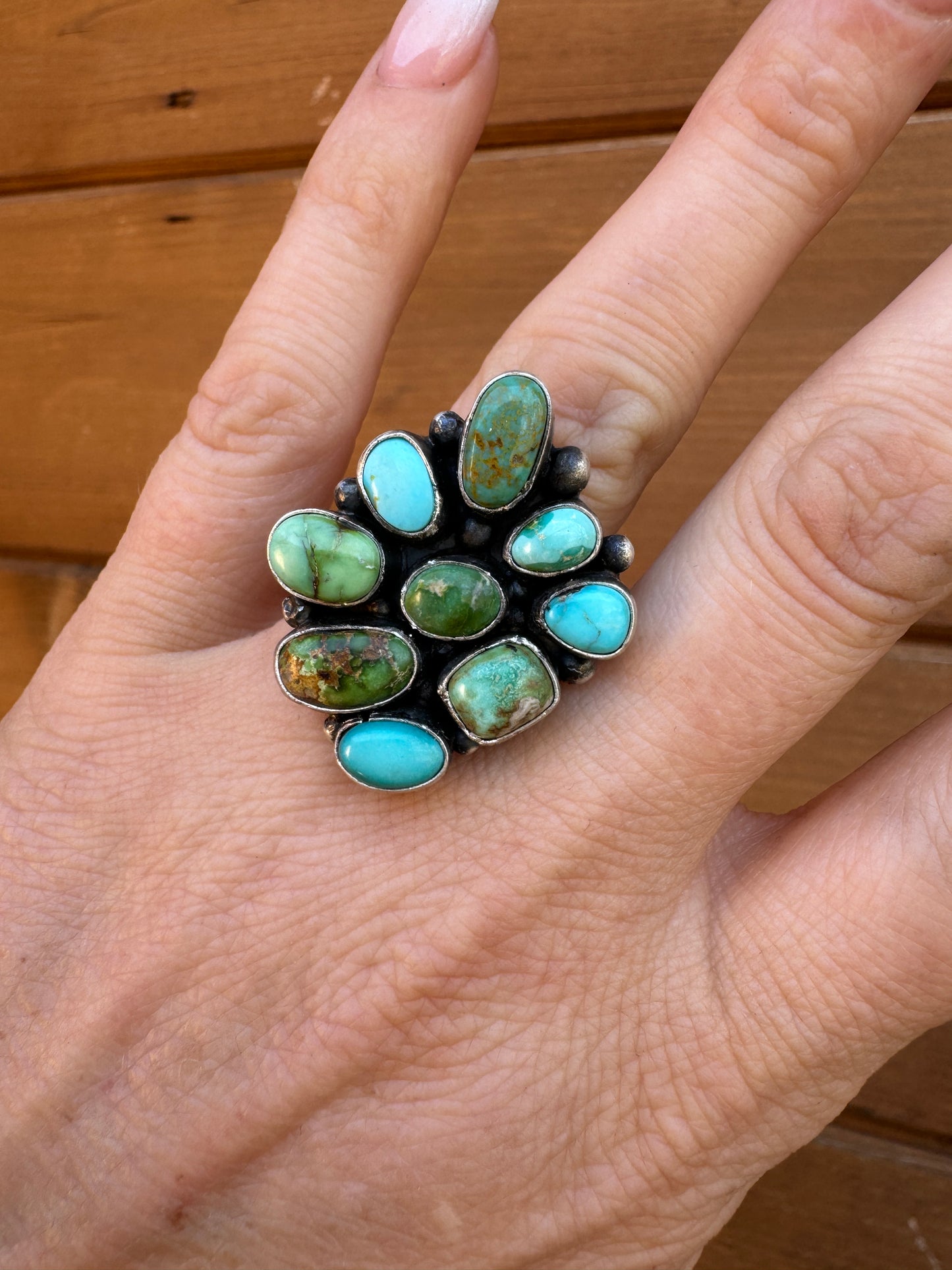 Navajo handmade Sonoran Gold turquoise ring size 7
