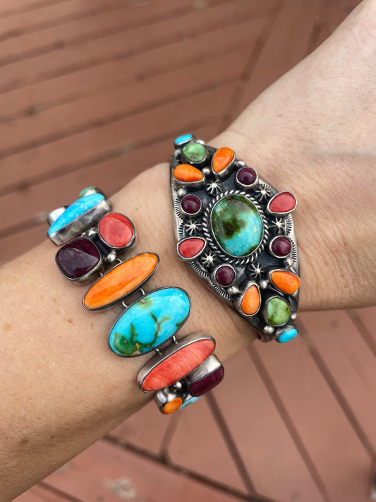 Turquoise multi color link bracelet