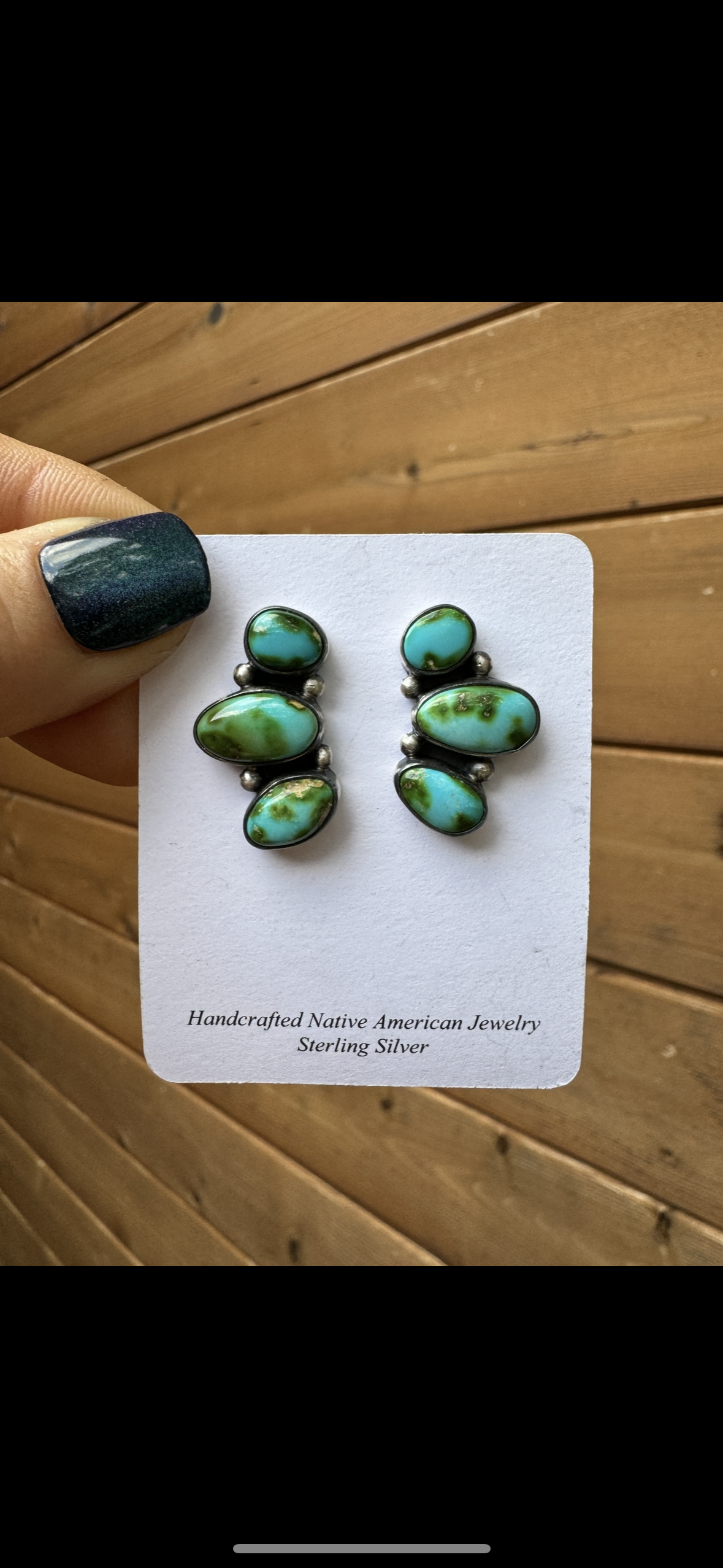 High grade 3 stone Sonoran Gold cluster earrings by L. Delgarito