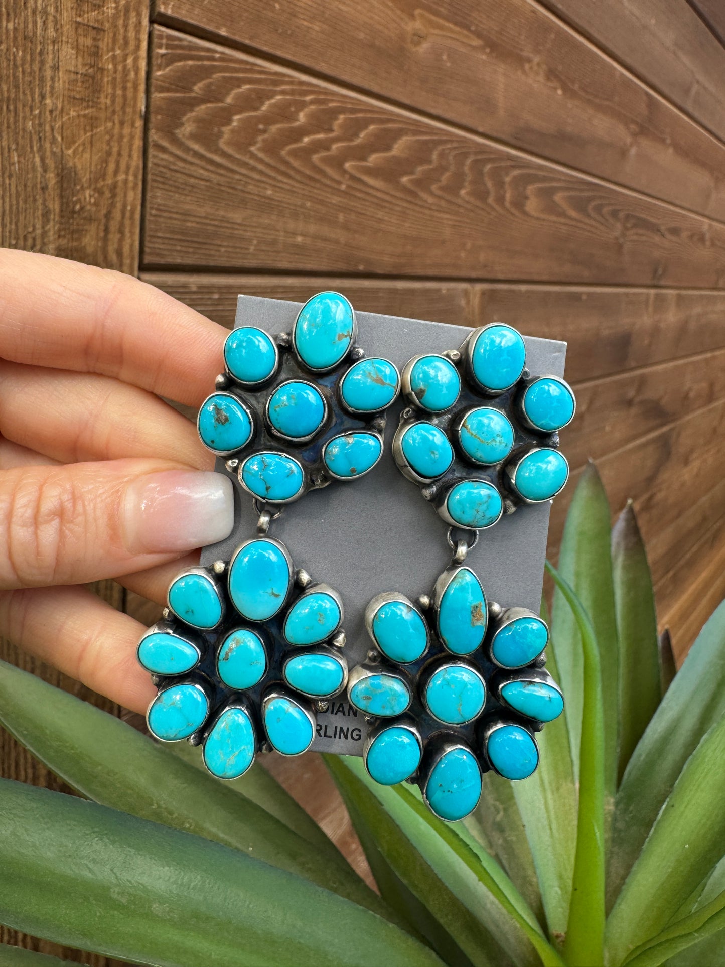 Statement turquoise cluster earrings