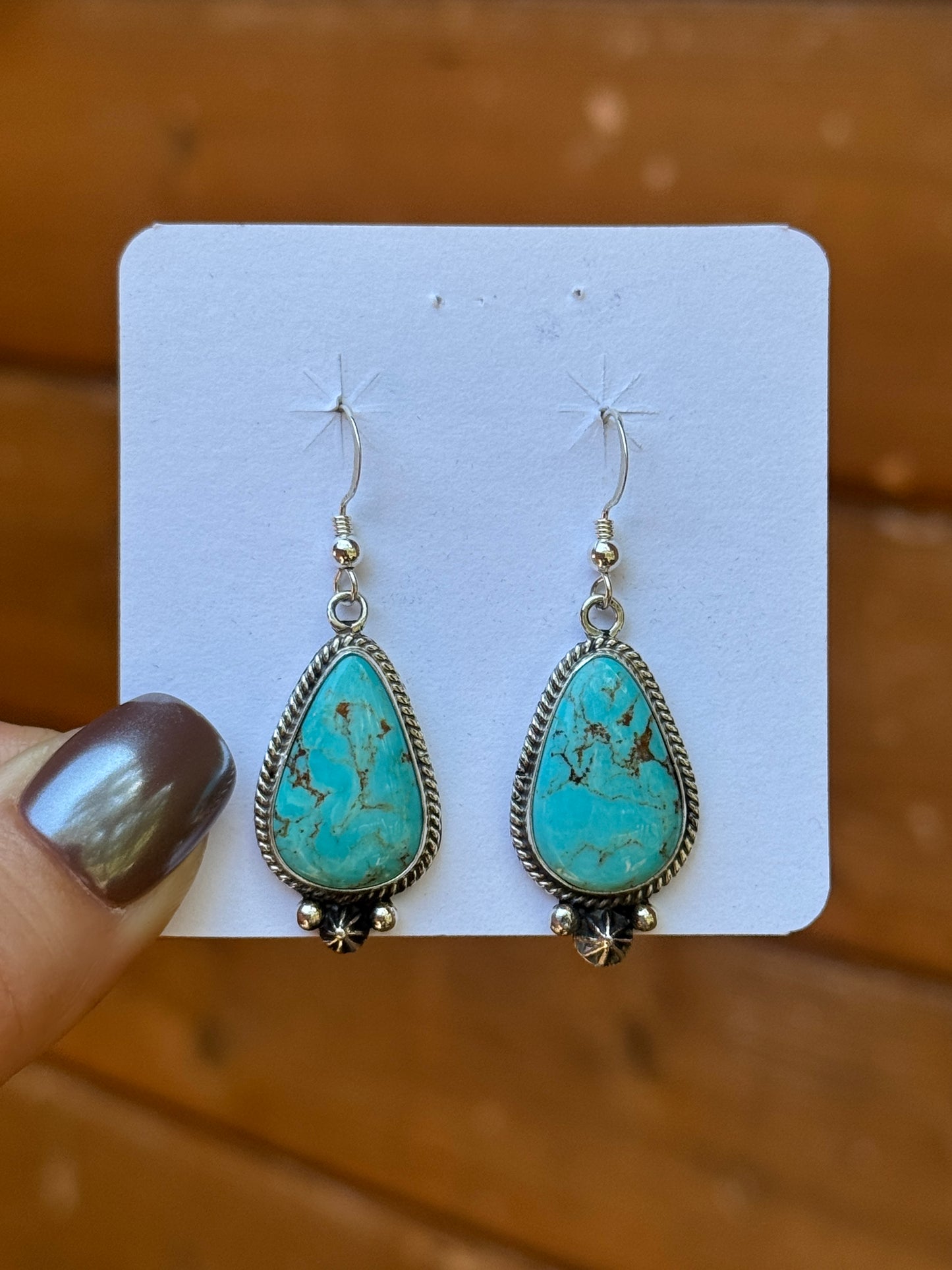 Diane Wylie sterling silver Turquoise tear drop dangle earrings
