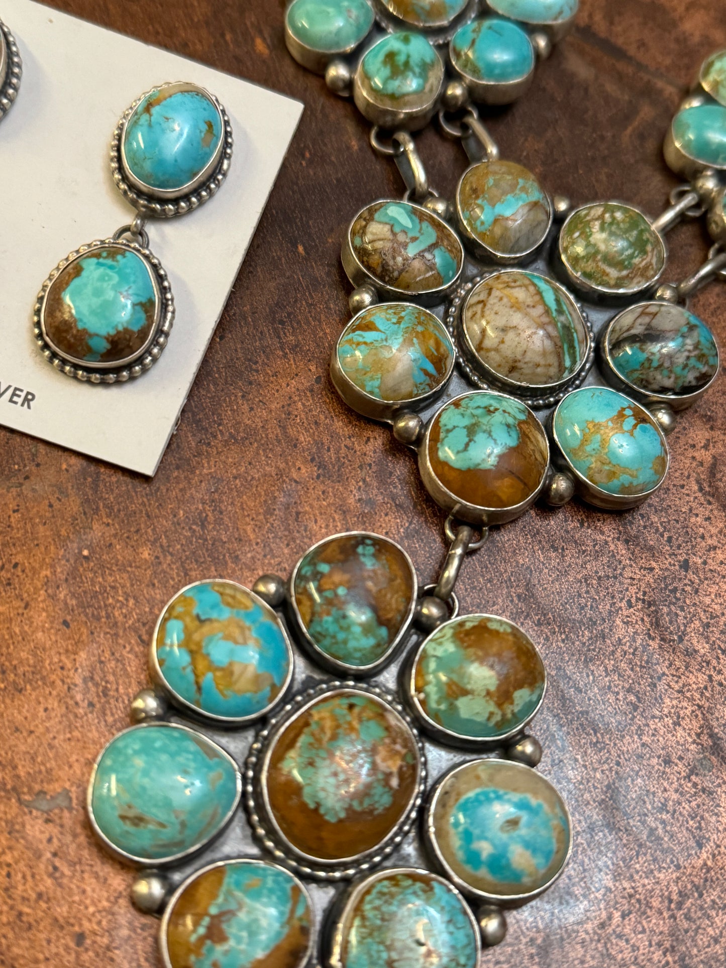 Kathleen Livingston turquoise cluster necklace and earrings