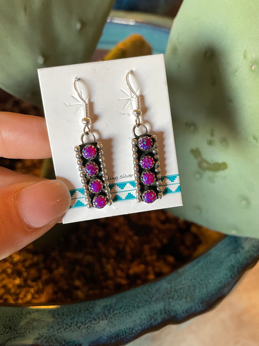 Fun opal stone earrings - purple
