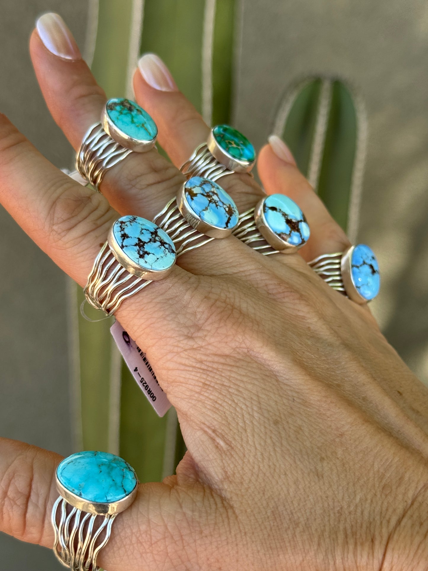 High grade turquoise braided wire ring, size 7, 7.5, 9.5
