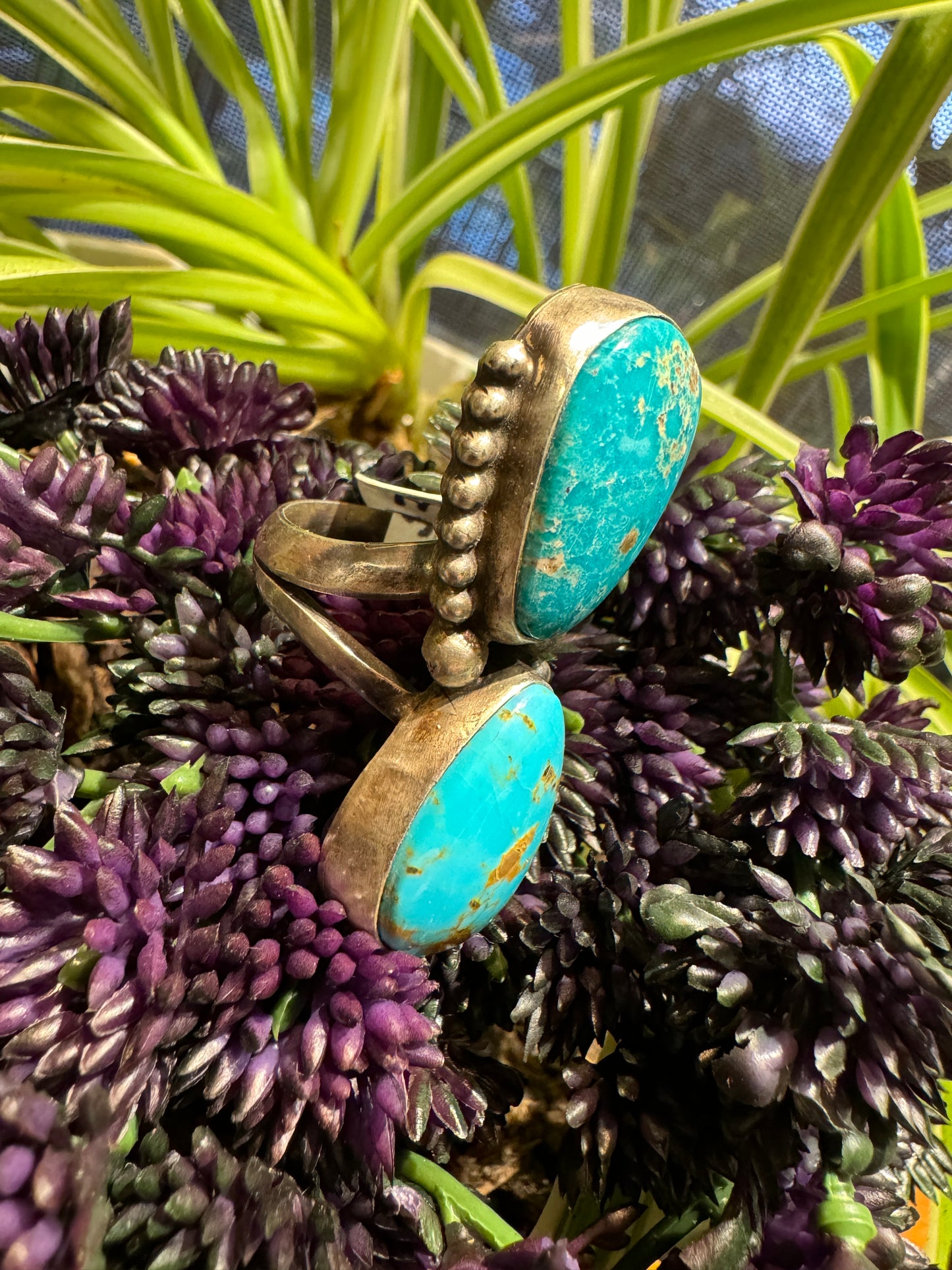 Double stone turquoise ring, size 8.5