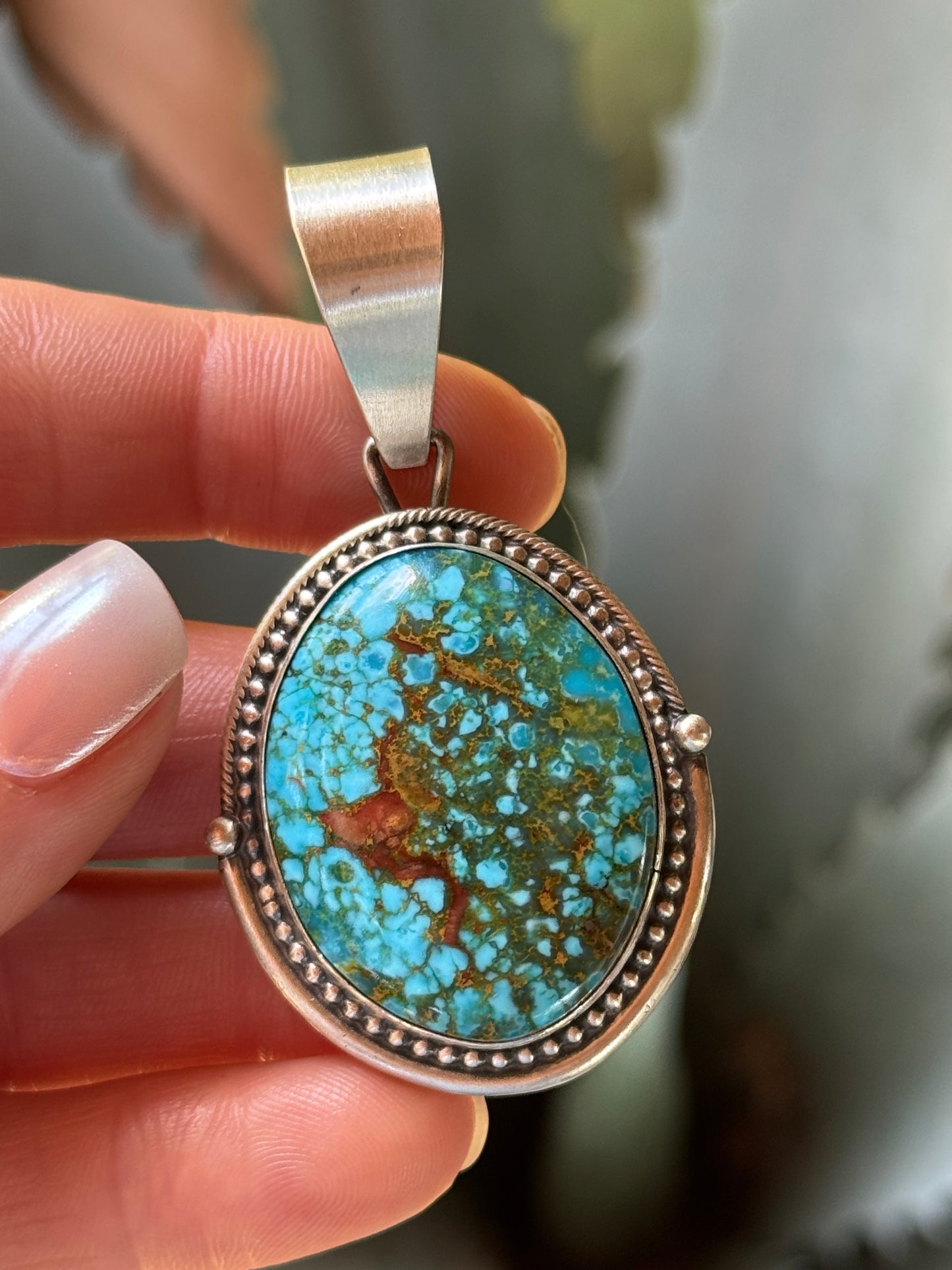 High quality D. Benally Sterling Silver Turquoise pendant