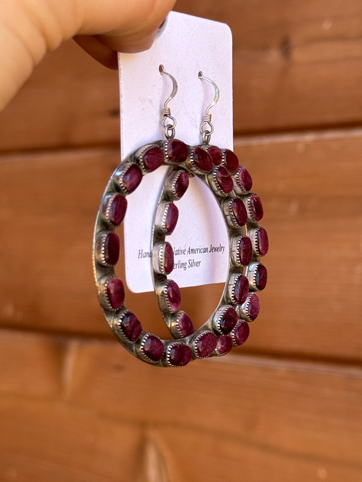 Purple Spiny sterling silver circle dangle earrings
