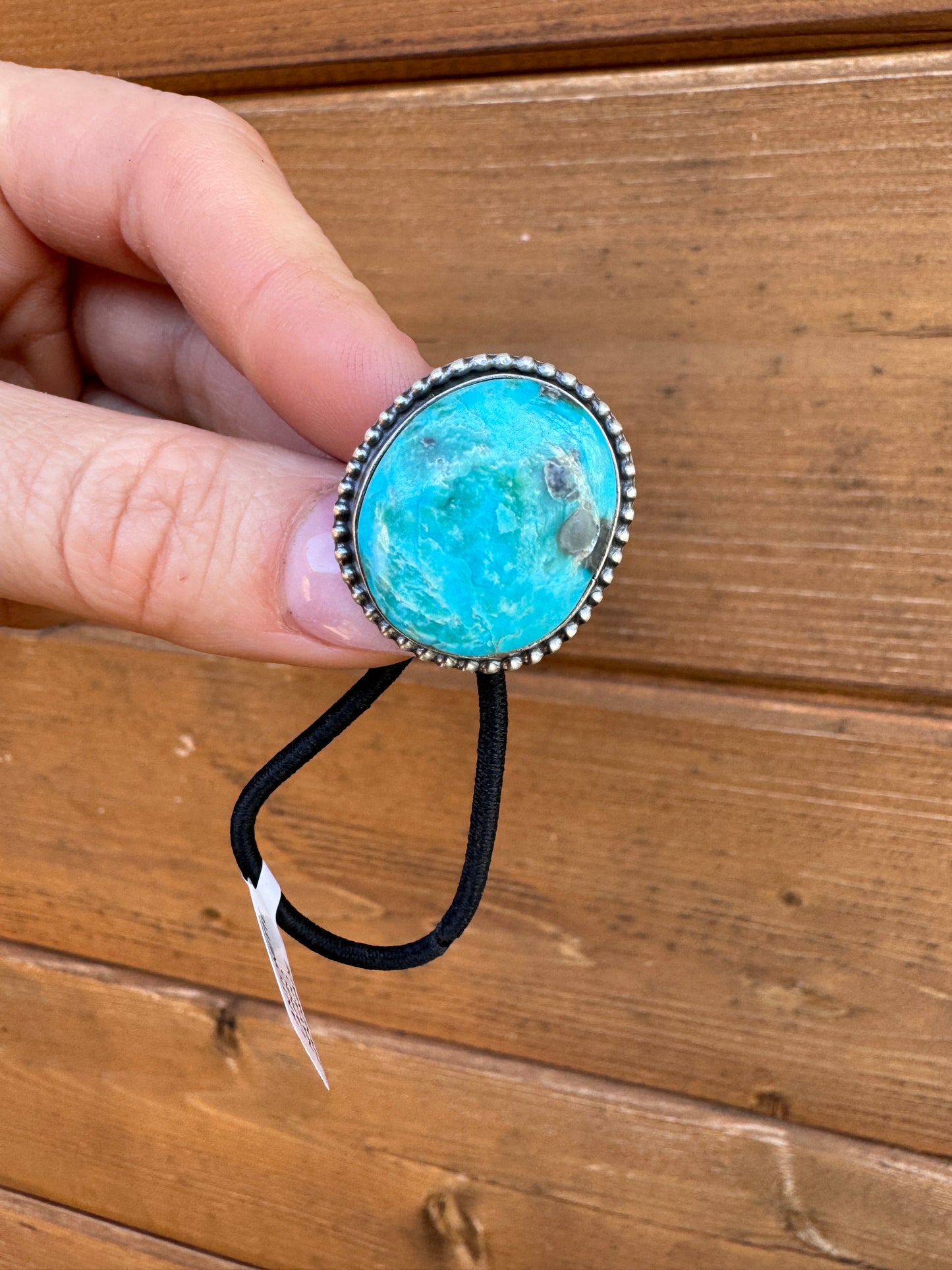 Navajo handmade Kingman turquoise hair tie
