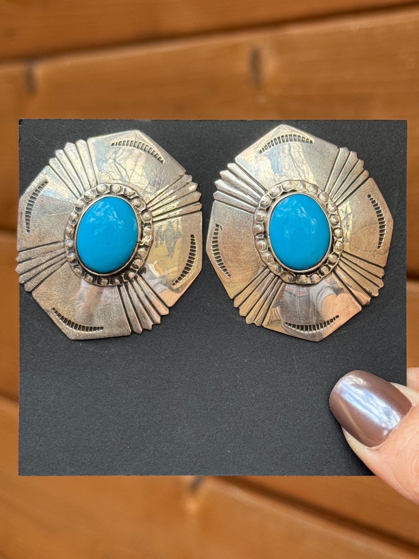 *clip on Federico Sterling Silver turquoise earrings