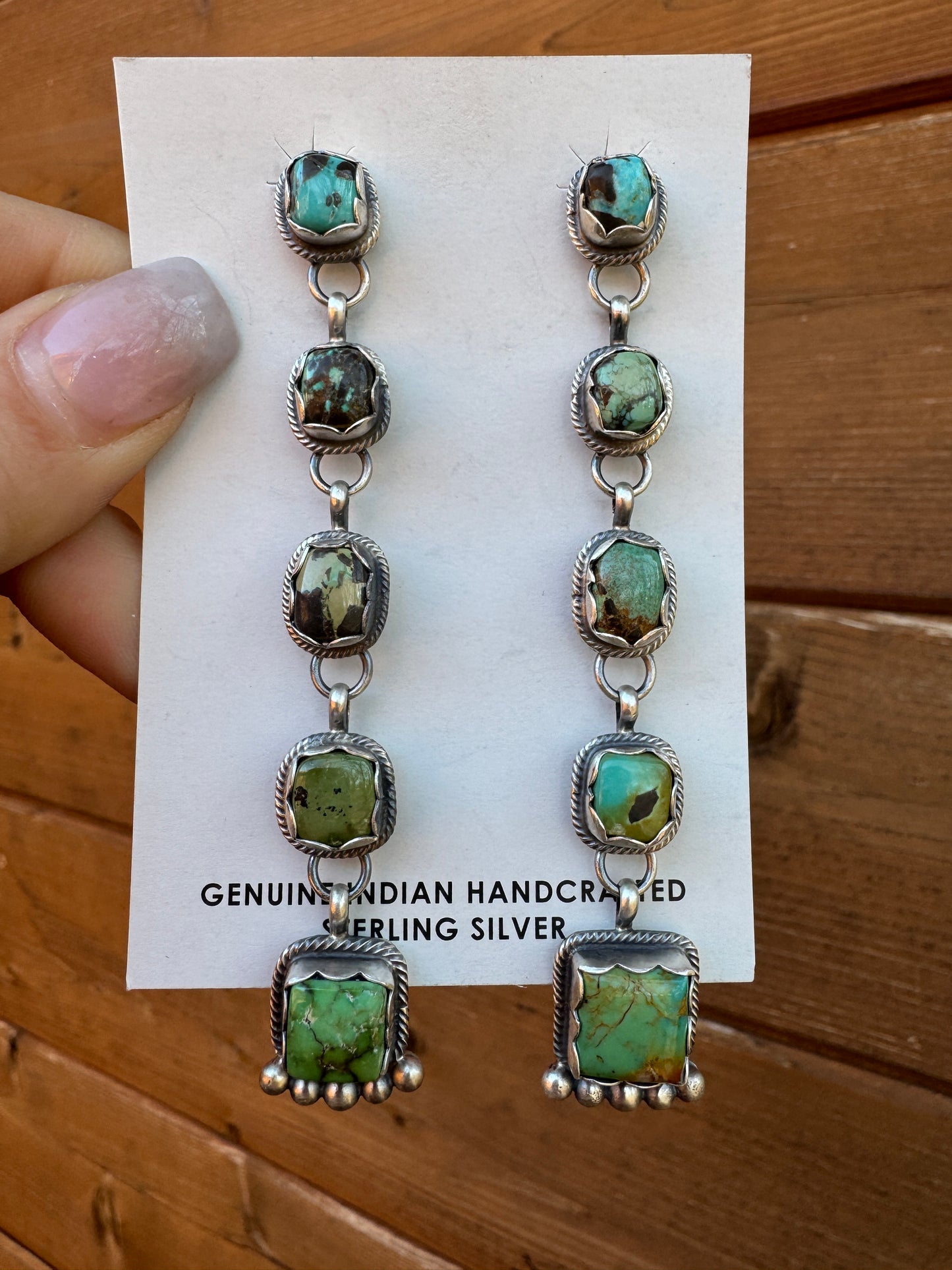 Long dangle turquoise earrings