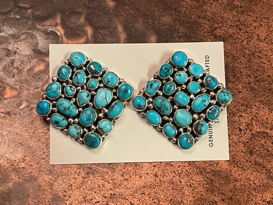 High quality diamond shaped turquoise earrings