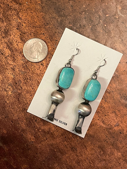 Tia Long Kingman turquoise earrings with blossom