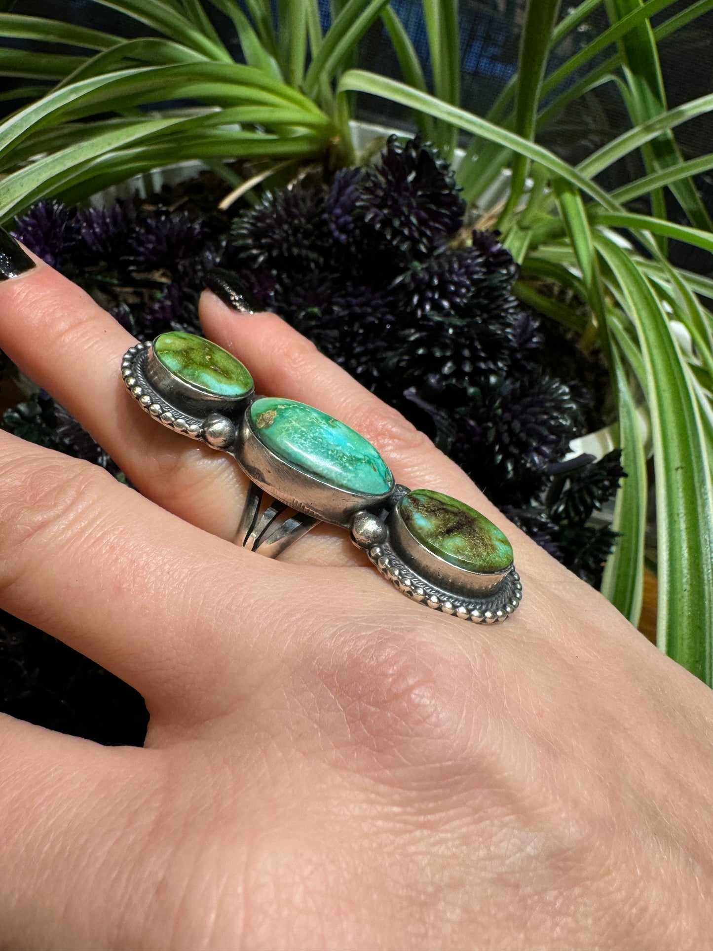 3 stone turquoise ring, size 7
