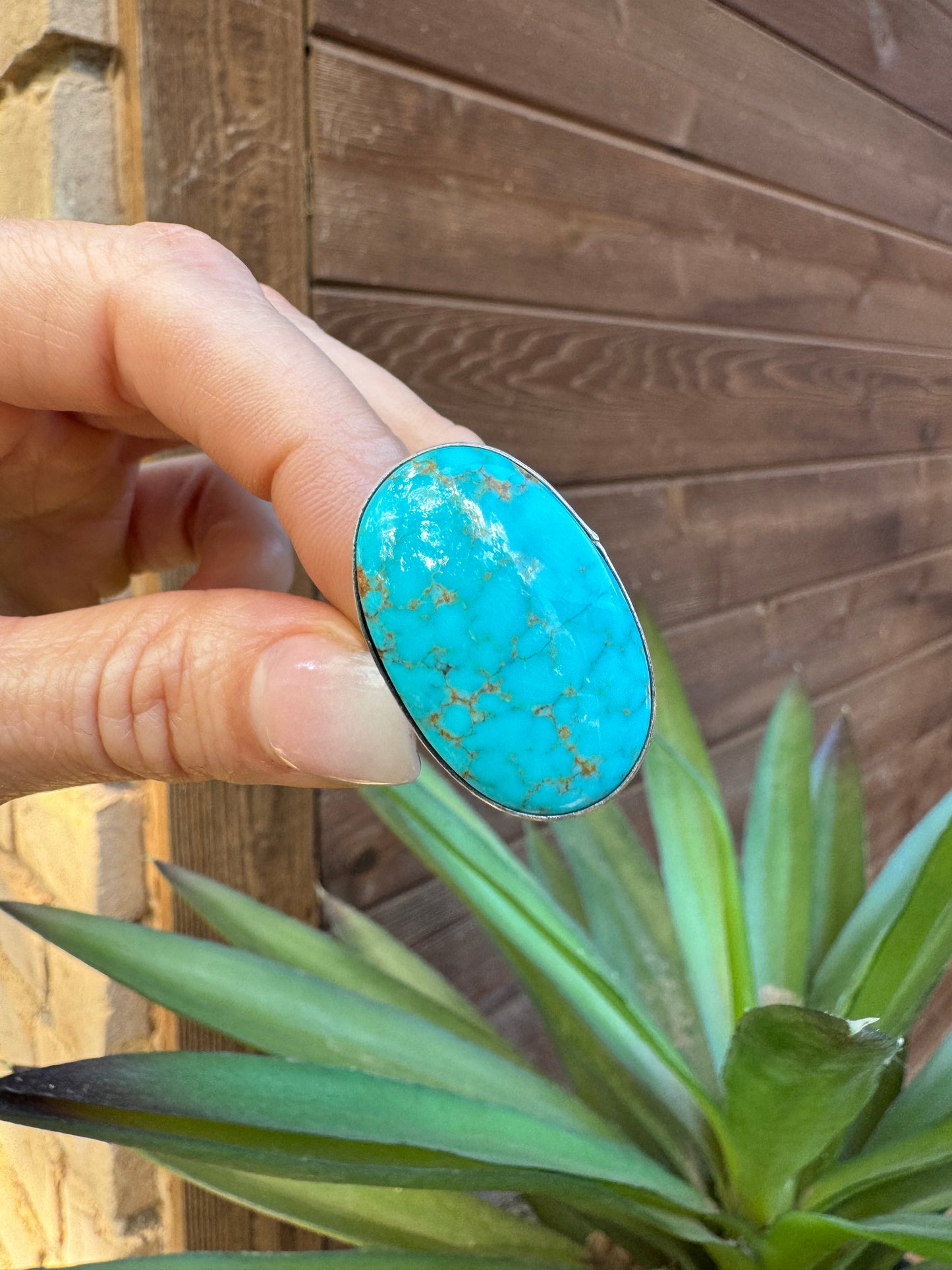Large turquoise oval ring, size 9