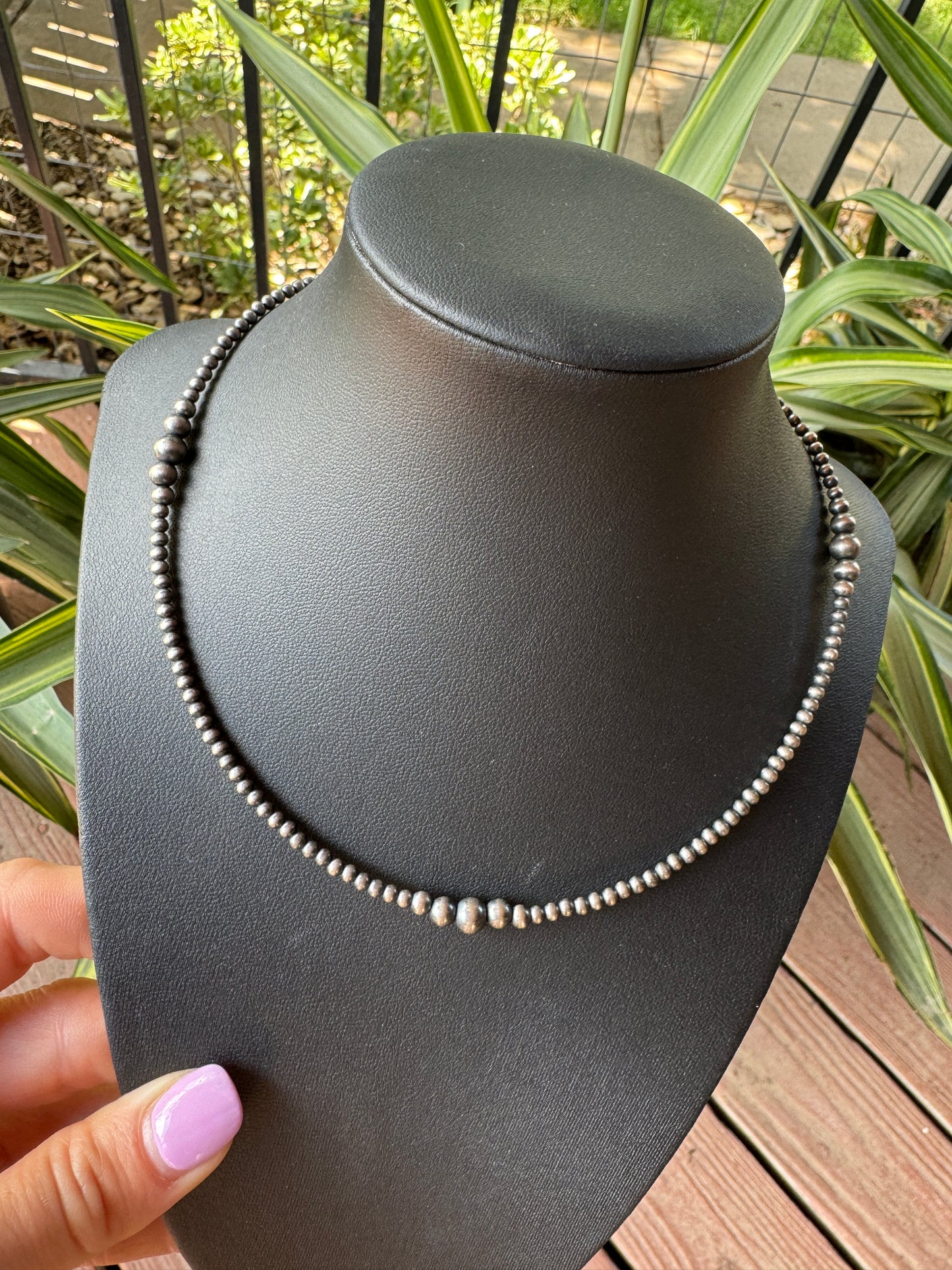 3-6mm 16” sterling silver necklace