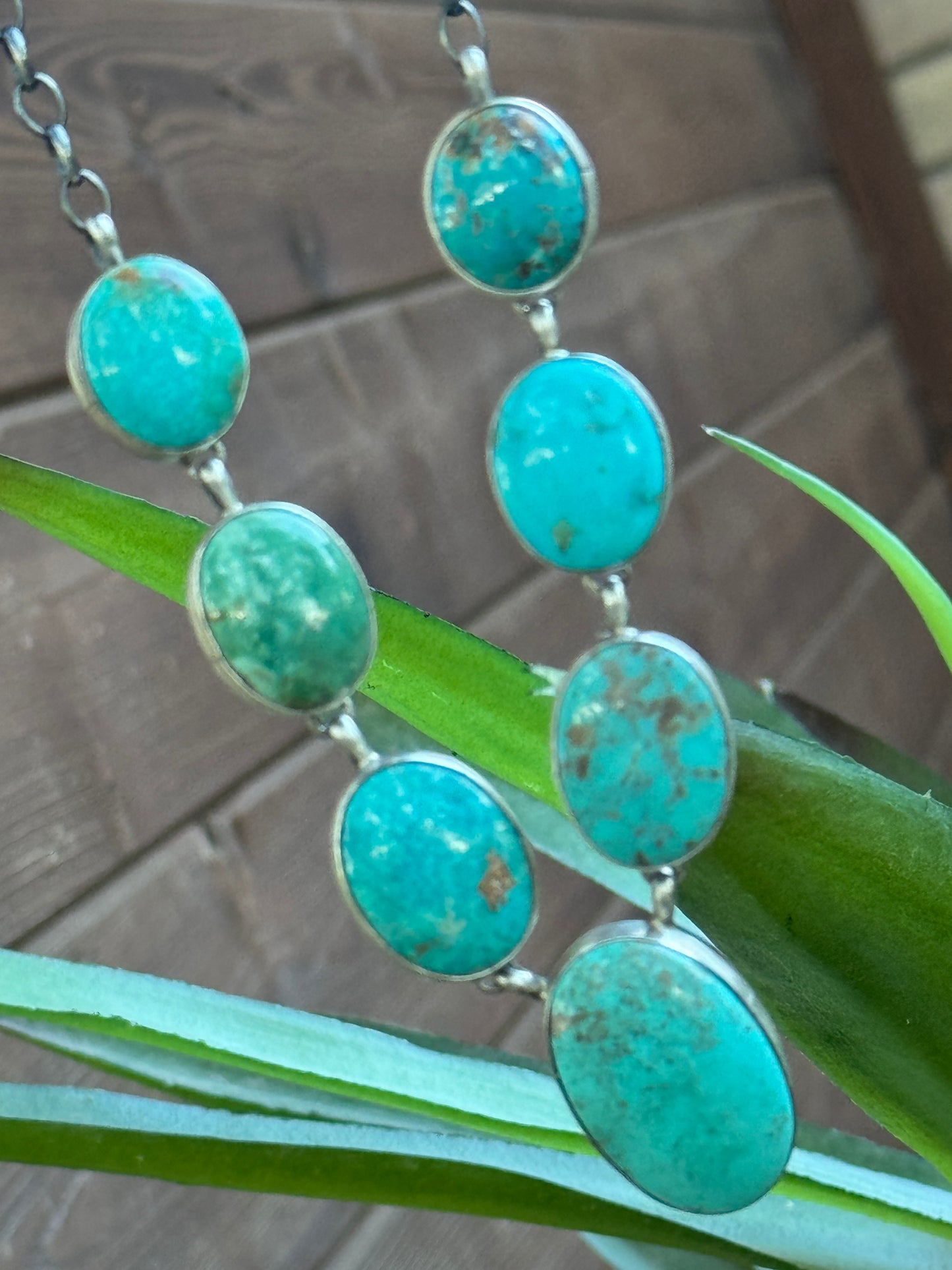 Oval turquoise necklace and earrings set