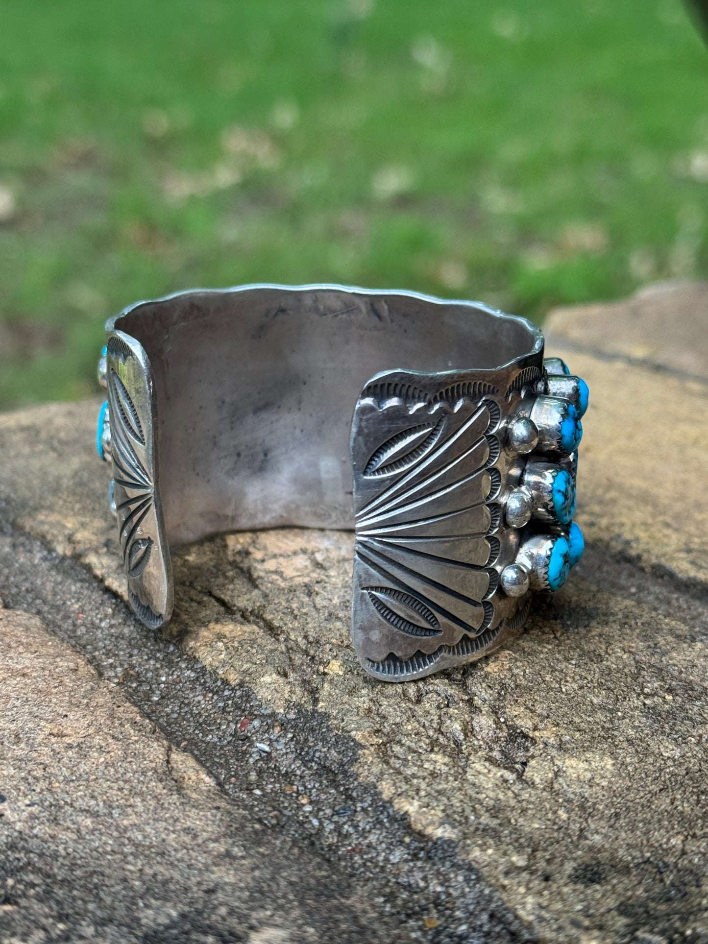 M Thomas Jr Kingman Turquoise sterling silver cuff