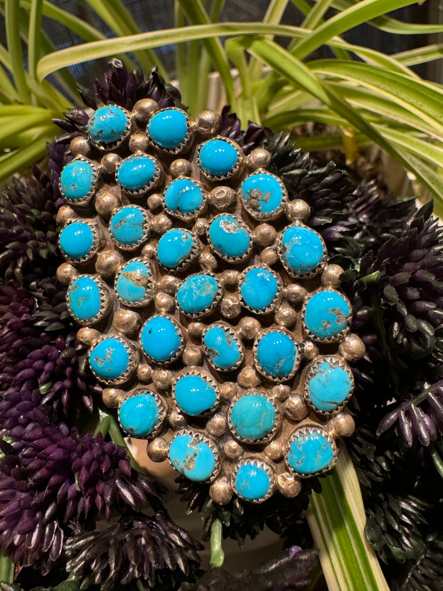 Kingman turquoise Navajo handmade ring by Darlene Begay Jones, size 10