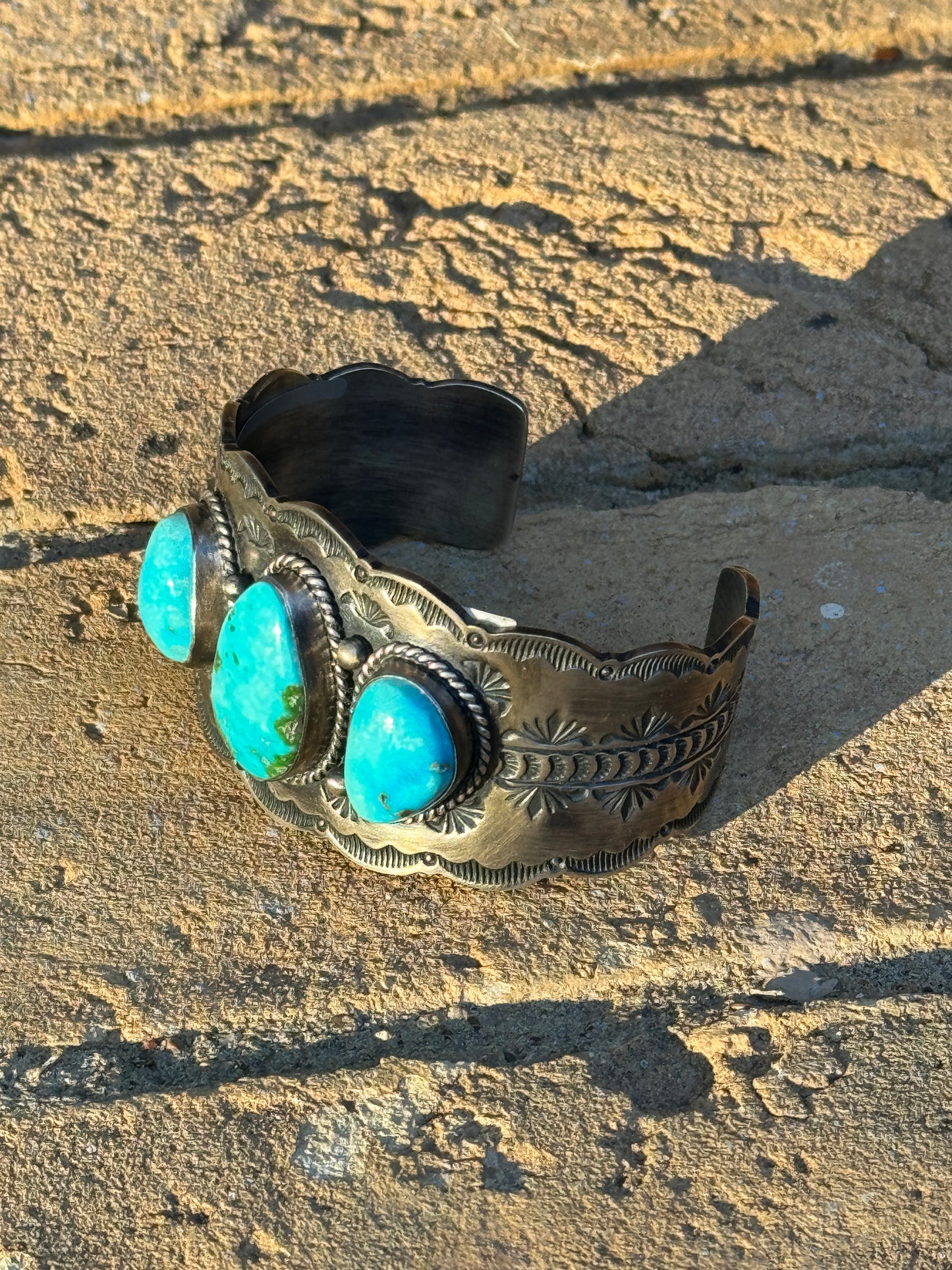 High quality Sonoran Gold stamped cuff