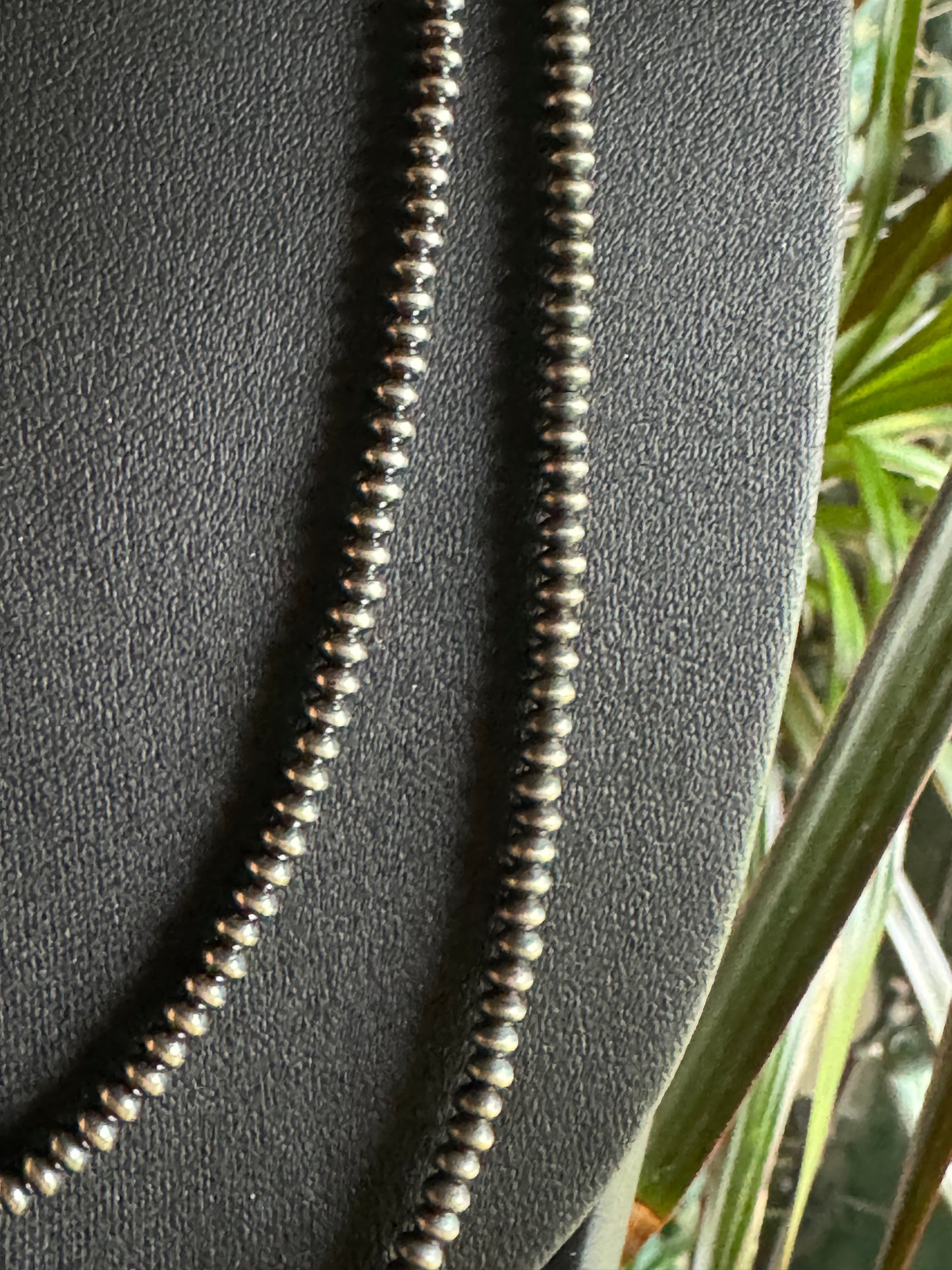 3MM Sterling Silver Rondelle Pearl necklace, 22” and 24”