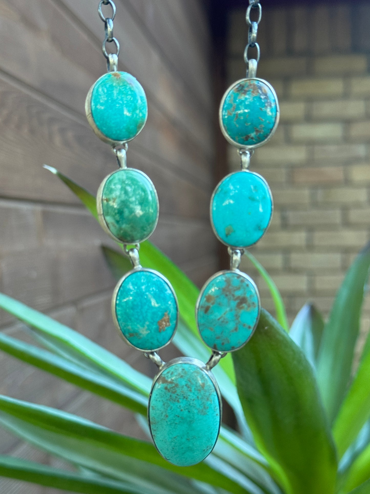 Oval turquoise necklace and earrings set