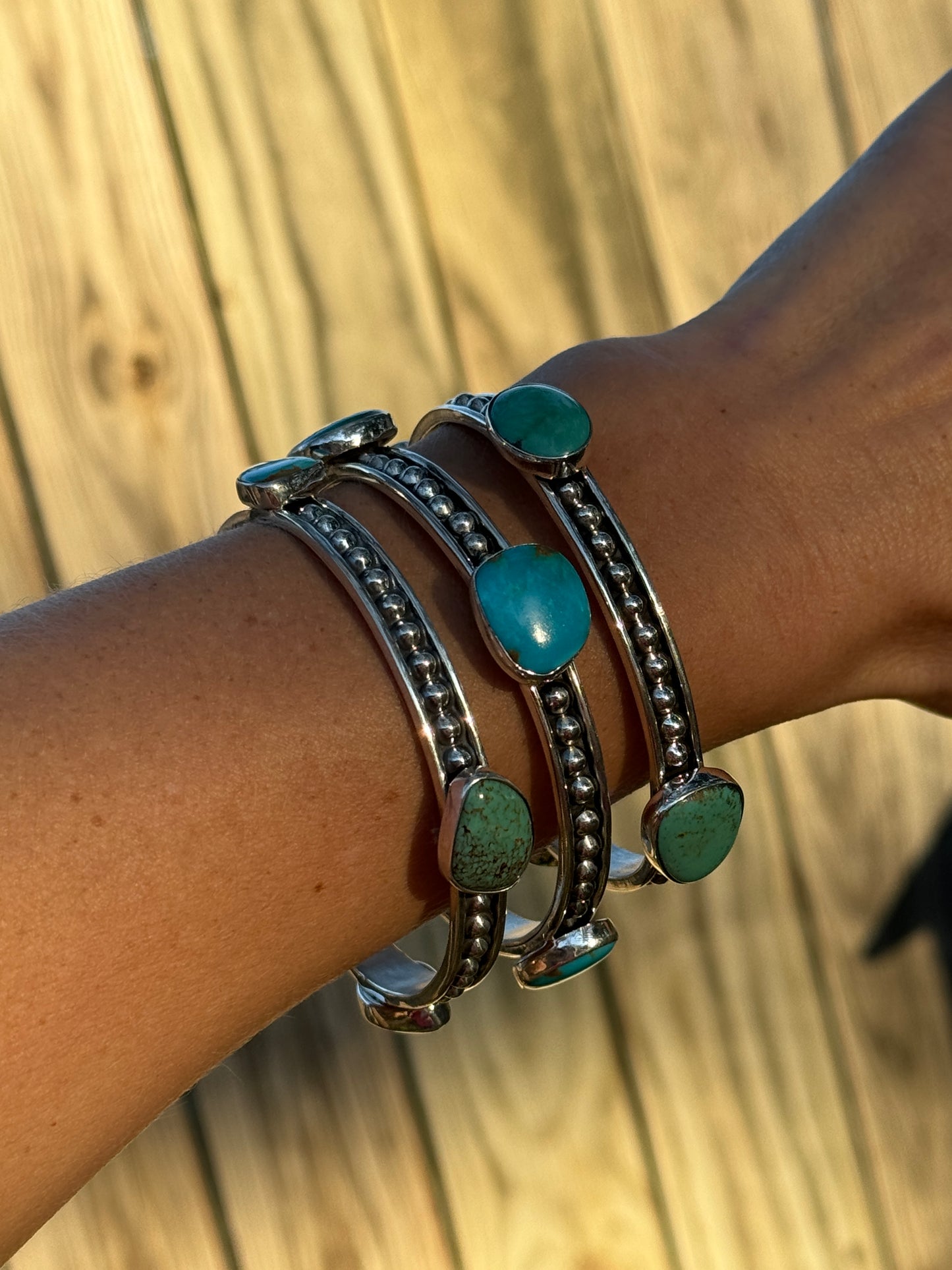 Sterling silver Kingman and Royston bangle