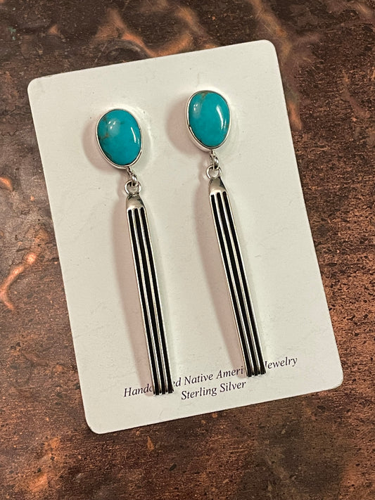 Classy! Silver bar with turquoise drop earrings